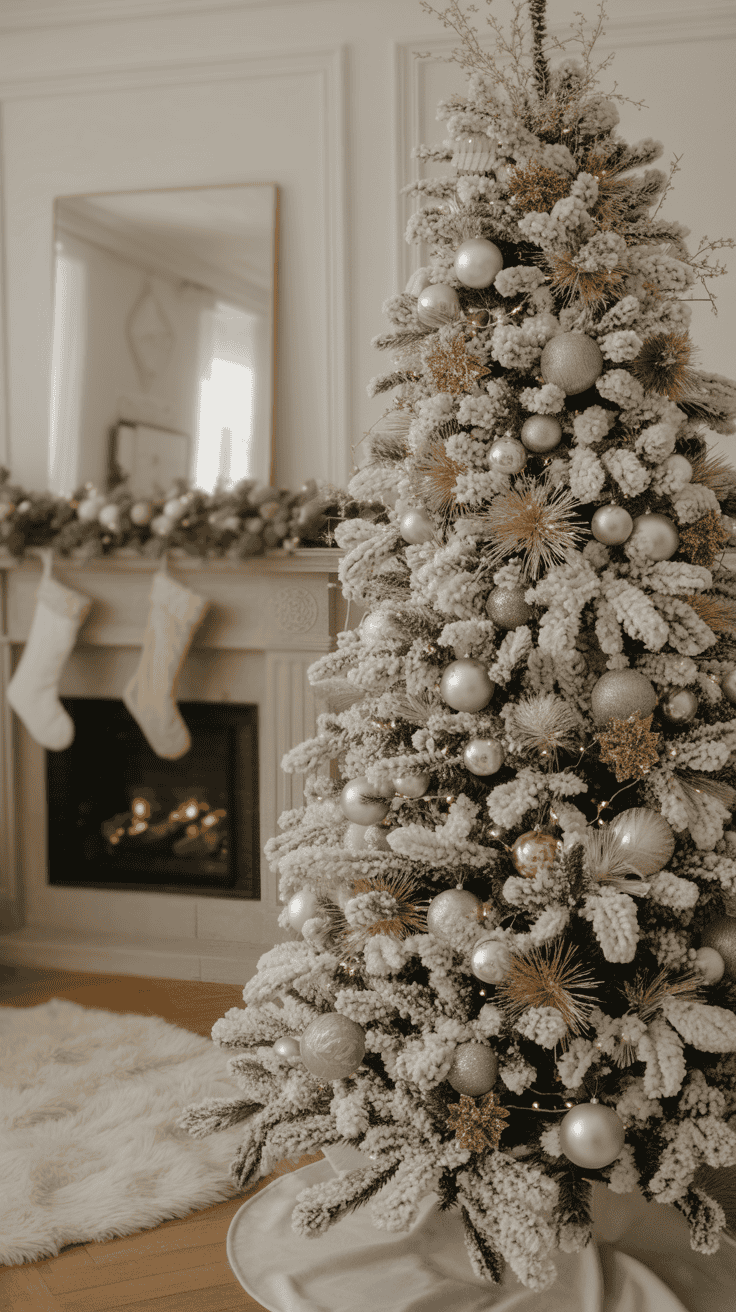 Flocked Christmas Tree Decorating Ideas That Look Fresh