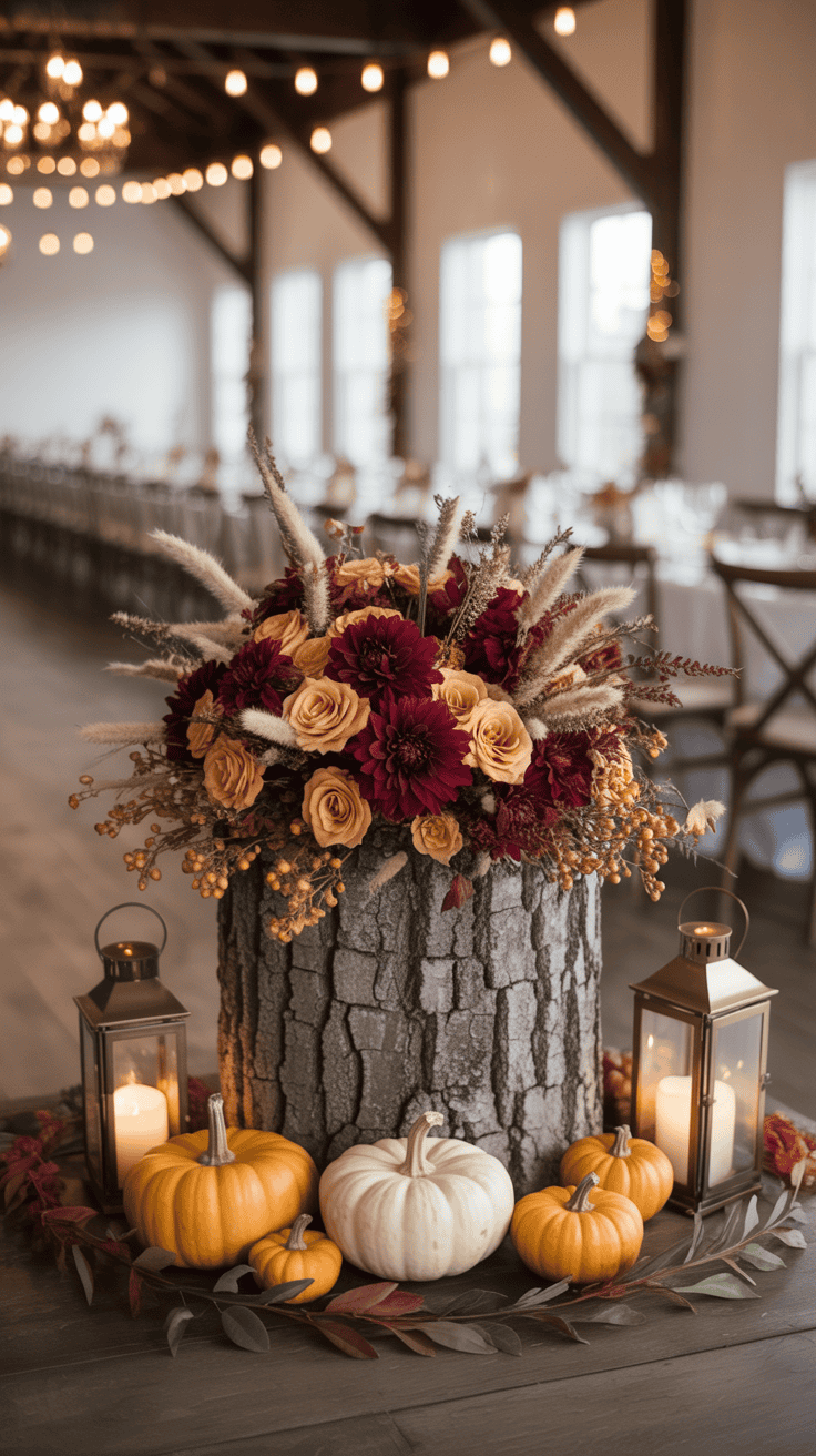 Rustic Fall Wedding Centerpieces With Natural Texture and Charm ...