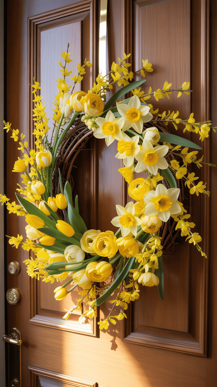 Bright Yellow Spring Front Door Decor