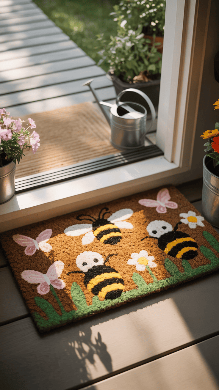 Cheerful Spring Front Door Mat