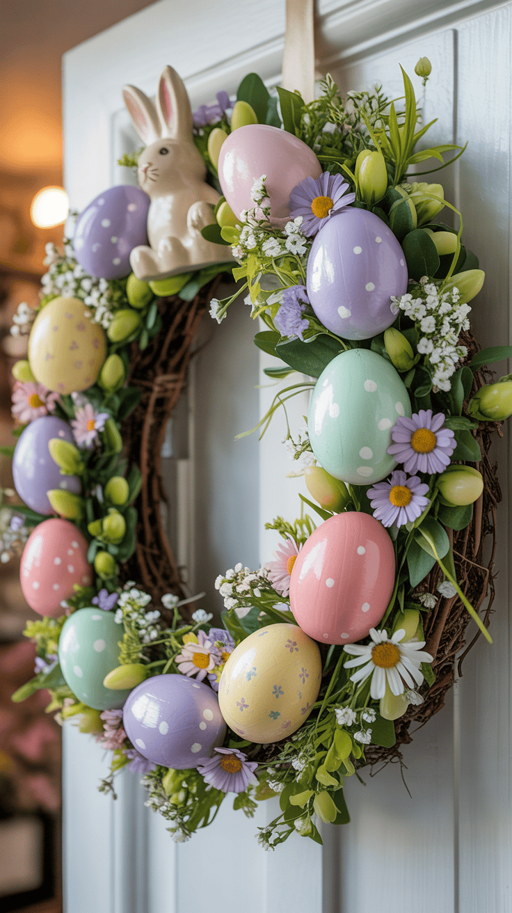 Easter Wreaths for Front Door with Eggs