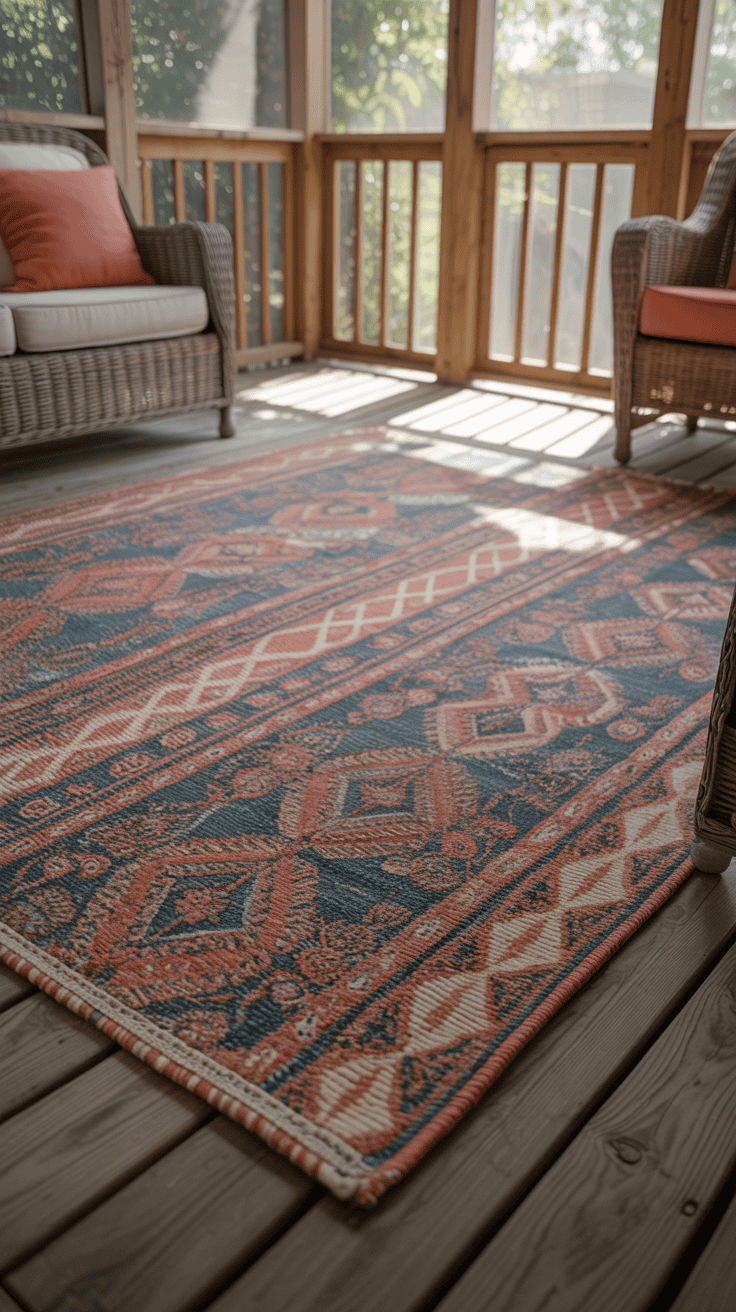 Enclosed Porch Decorating with All-Weather Rugs