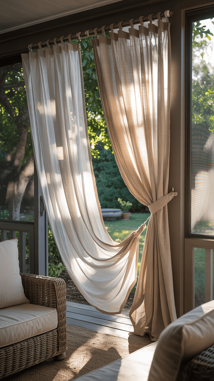 Enclosed Porch Decorating with Indoor-Outdoor Curtains
