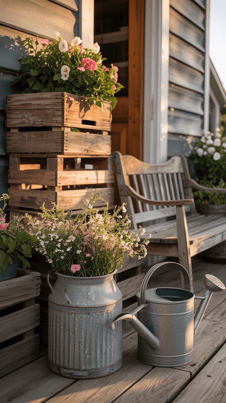 Farmhouse Front Porch Ideas with Vintage Finds
