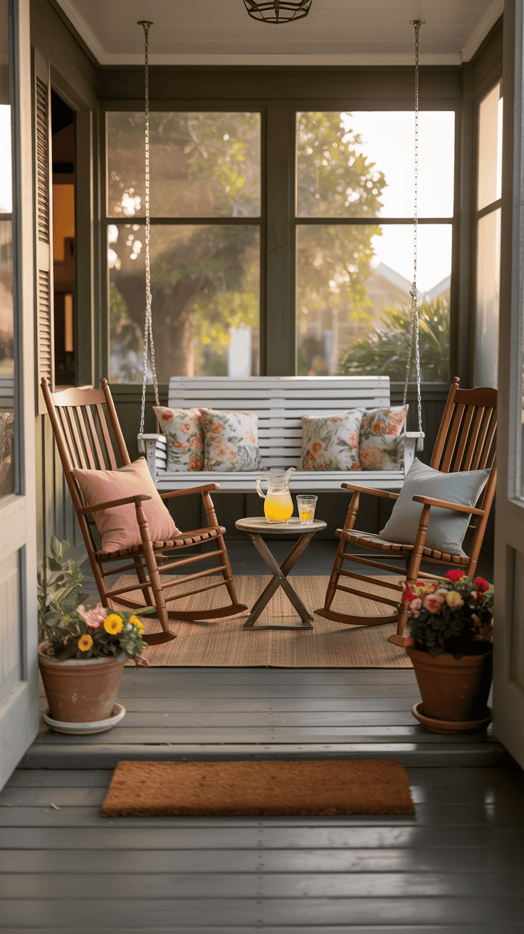 Screened In Front Porch Ideas with Welcoming Seating