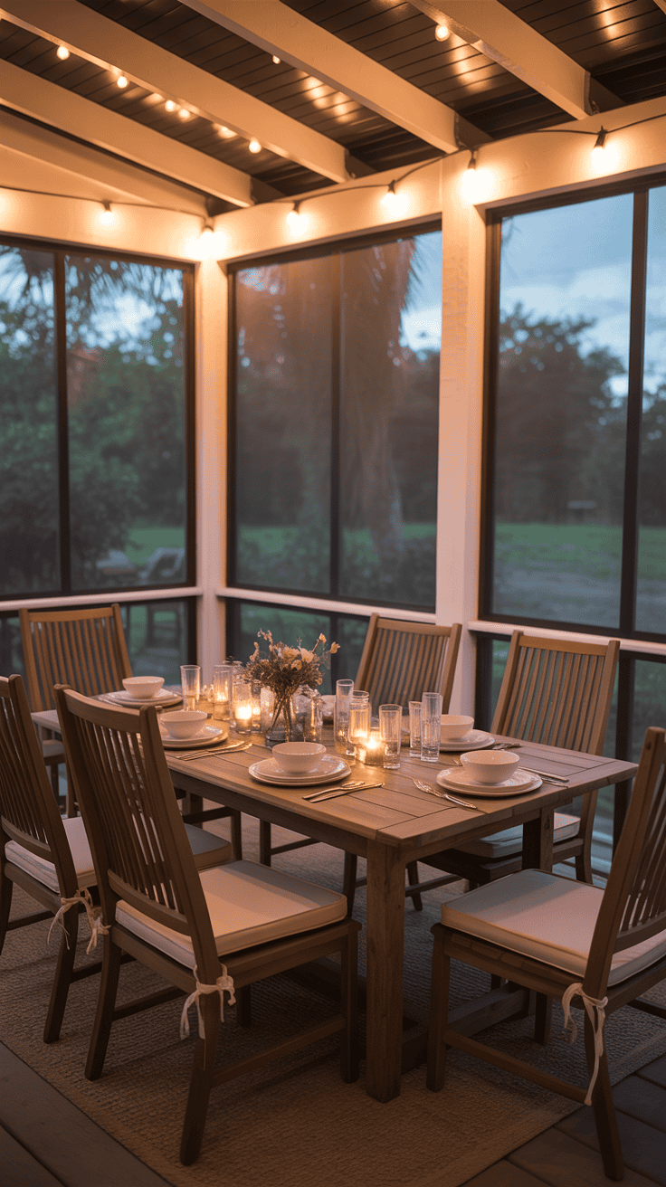 Screened In Patio Decorating Ideas with Dining Spaces