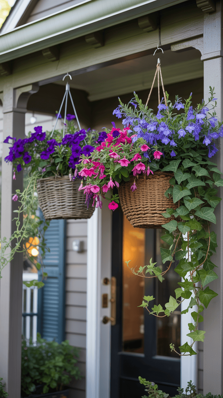 Small Front Porch Ideas with Hanging Baskets