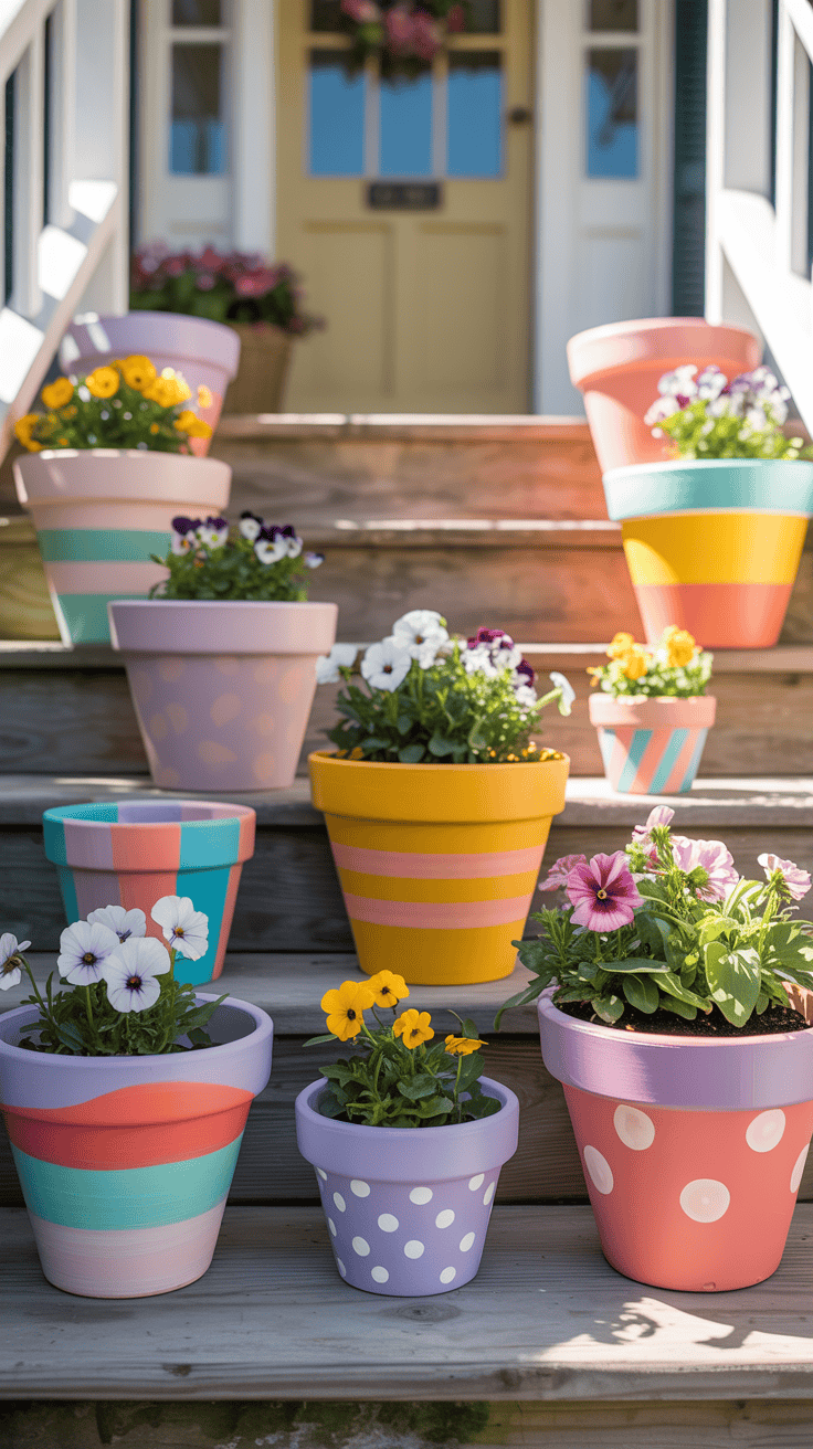 Spring Home Decor with Painted Flower Pots
