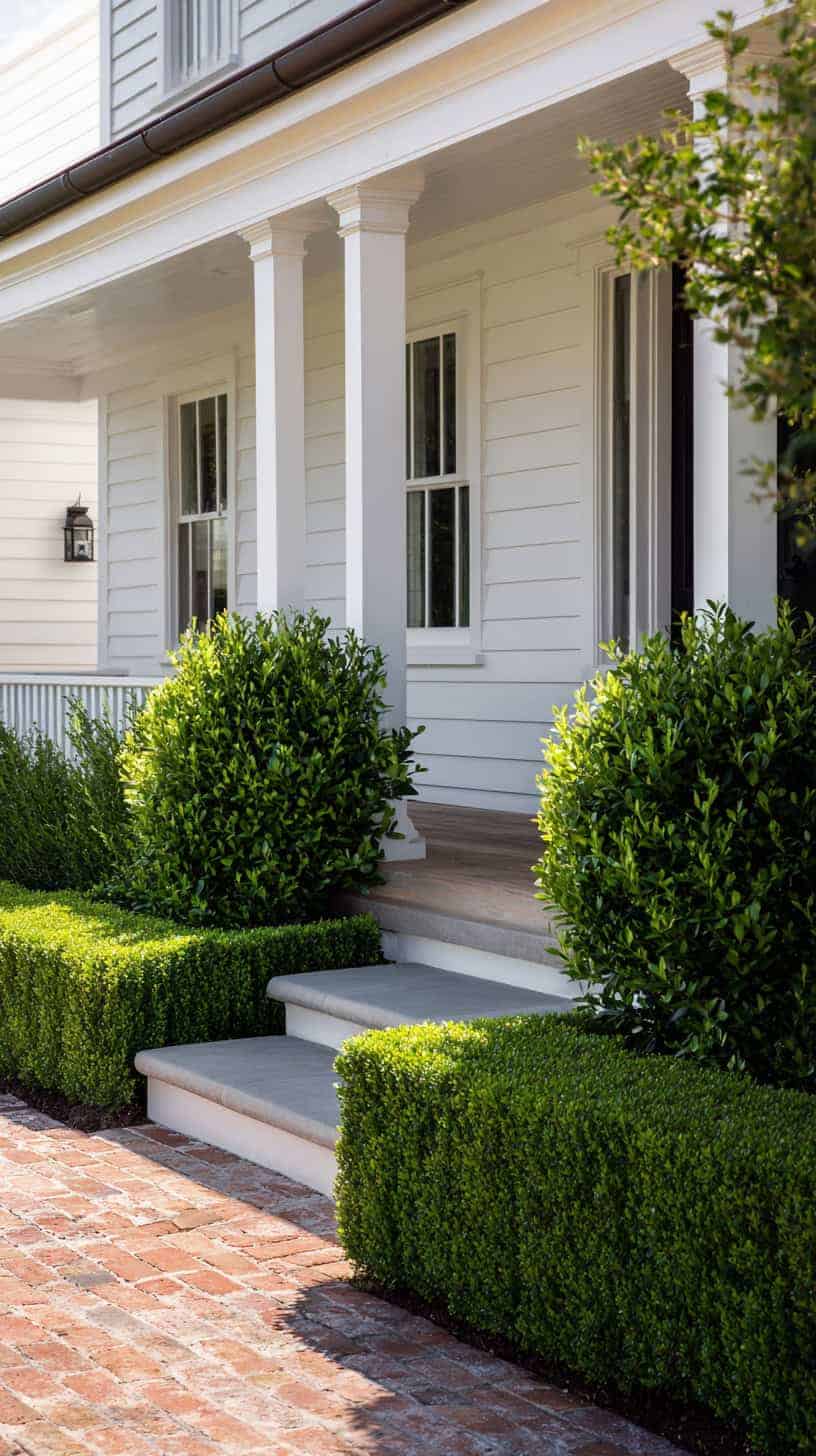 Farmhouse Boxwood Borders