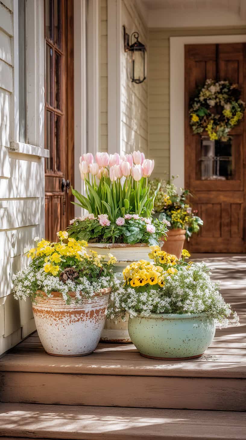 Charming Spring Flower Pots for Porches - Image 1