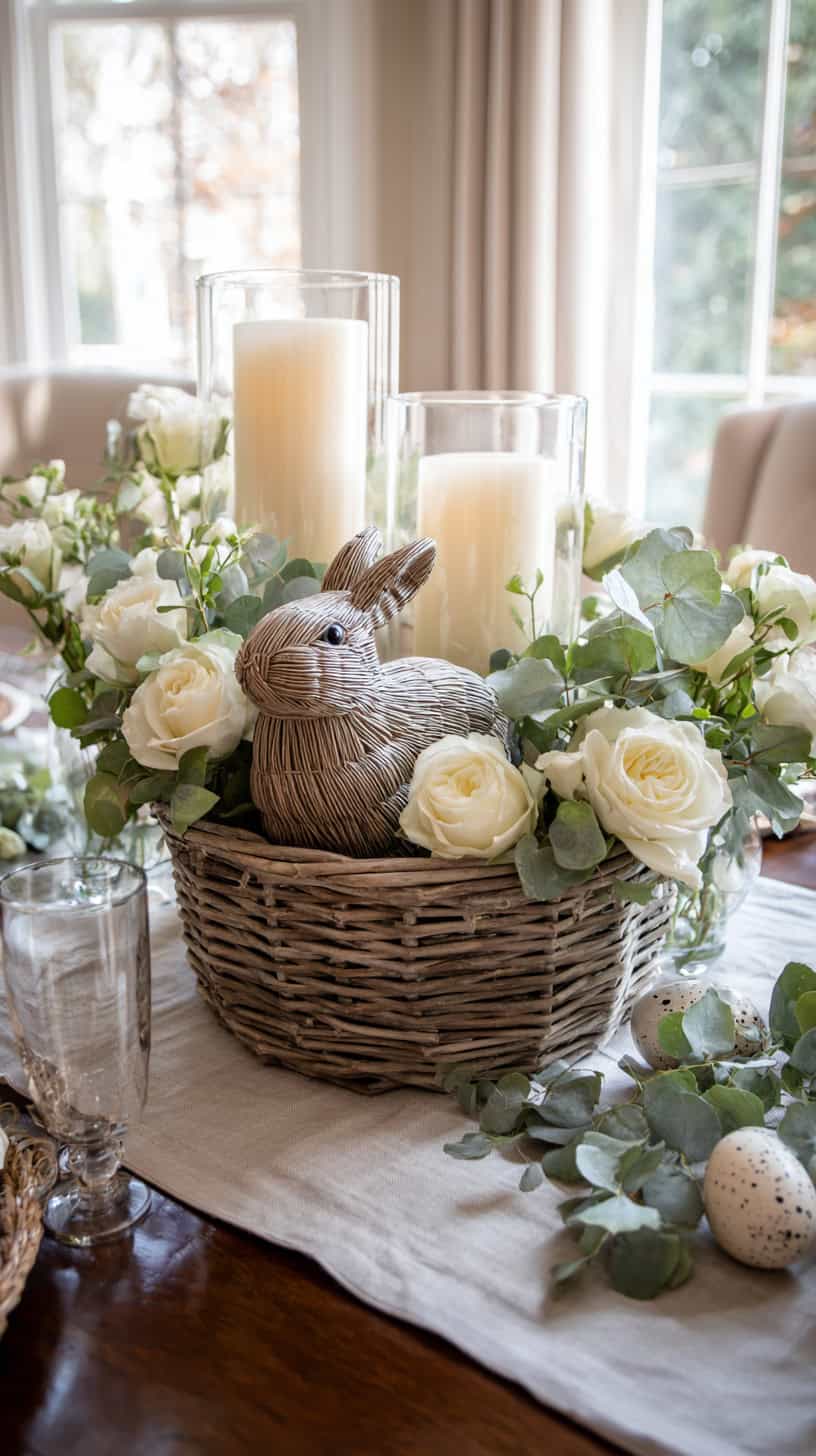Easter Rattan Bunny Centerpiece - Image 2
