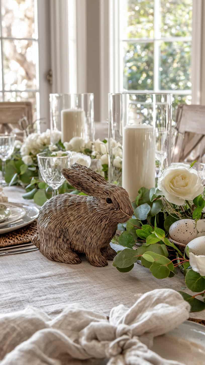 Easter Rattan Bunny Centerpiece - Image 1