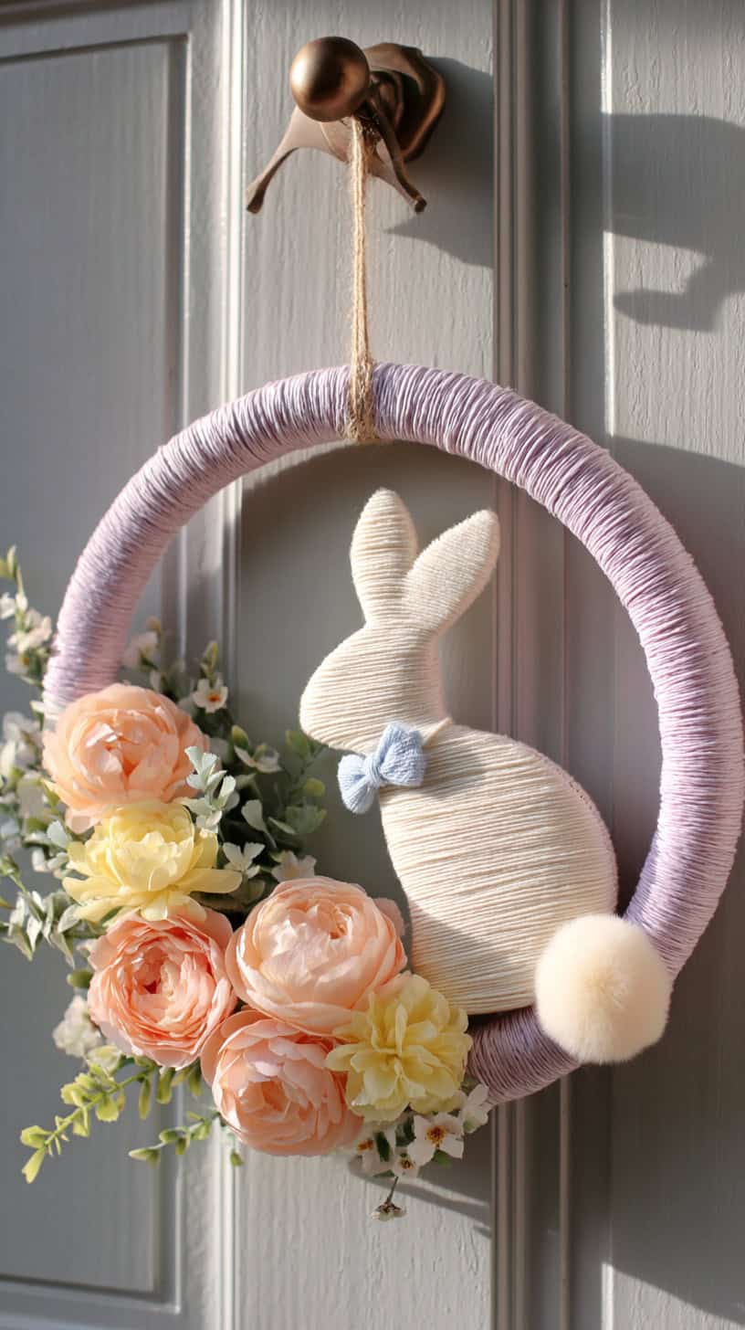 Embroidery Hoop Bunny Wreath - Image 1