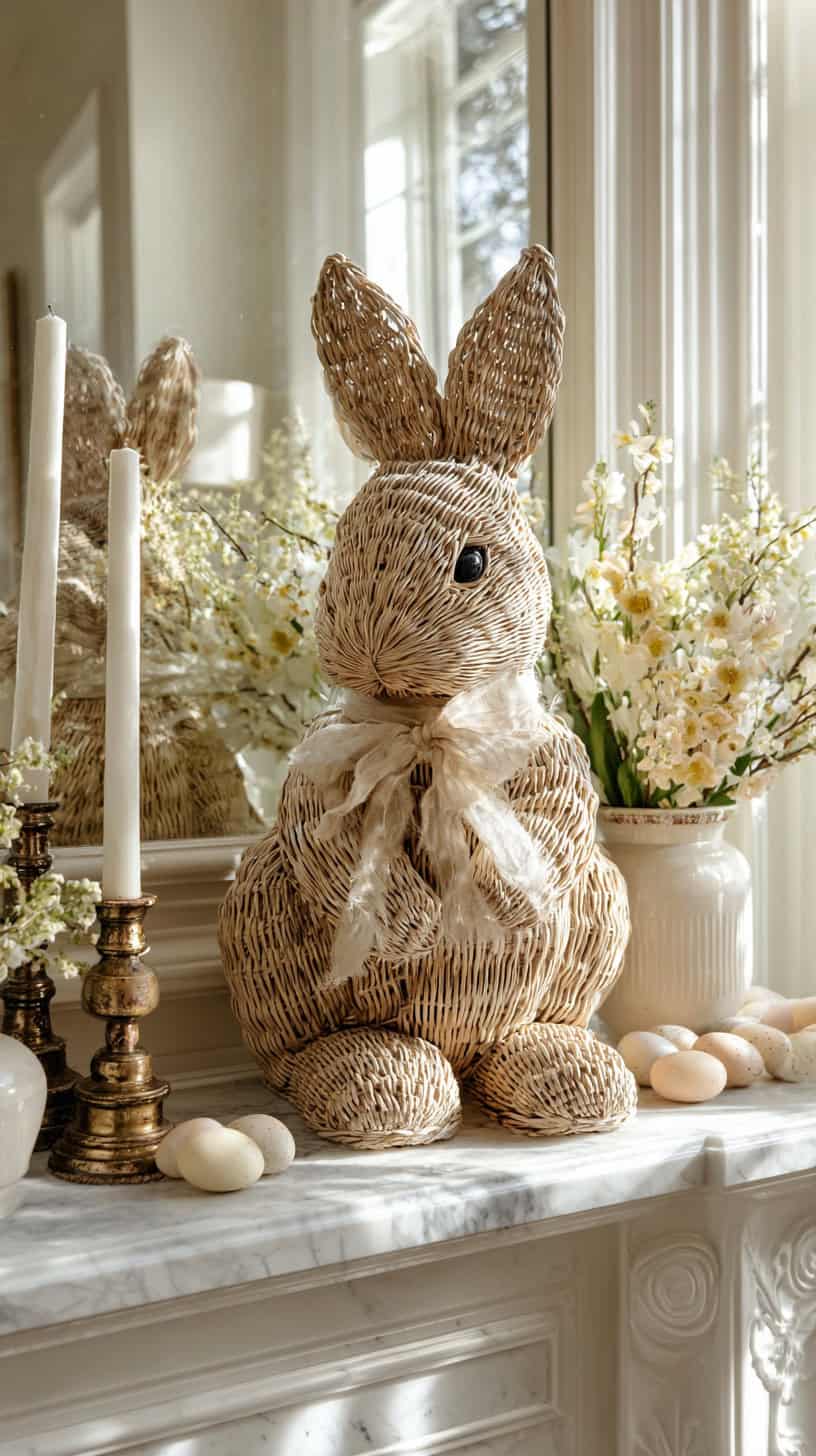 Festive Easter Rattan Bunny - Image 1