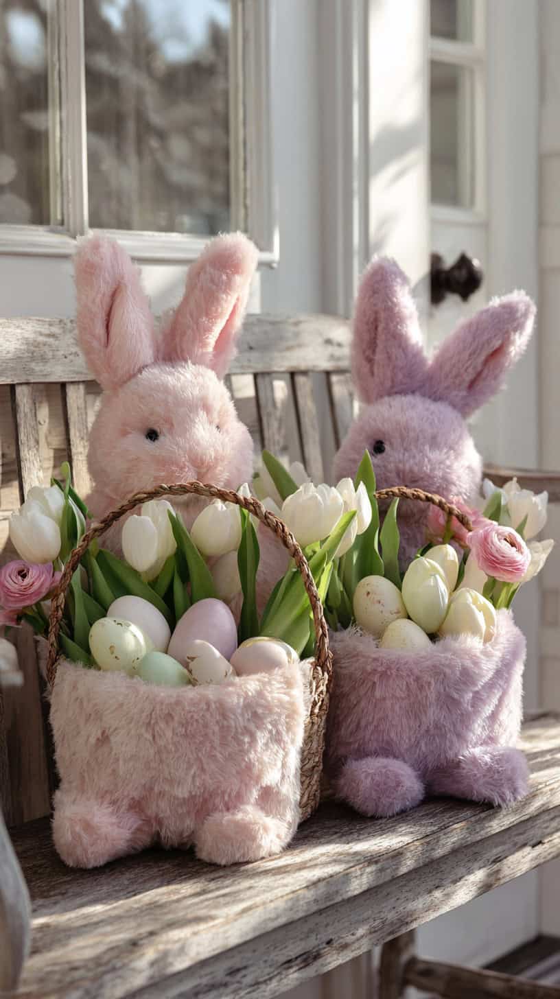 Flocked Bunny Baskets - Image 1