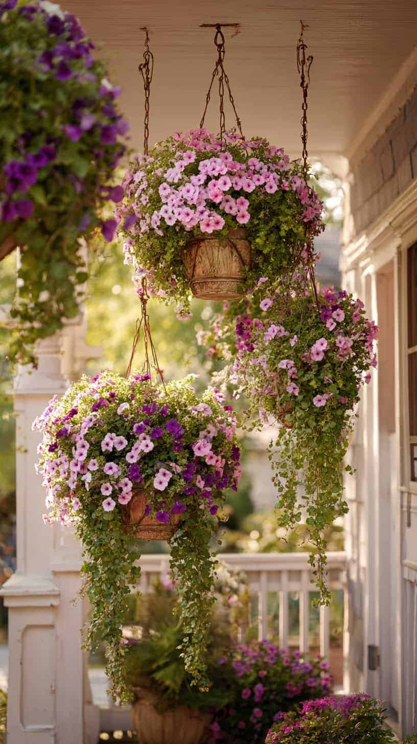 Hanging Baskets with Color-Coordinated Blooms