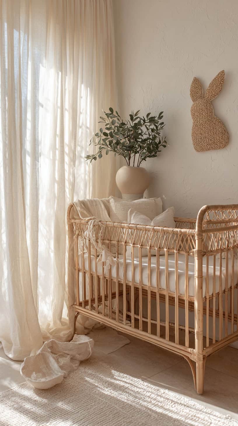 Rabbit Nursery Rattan Art - Image 1