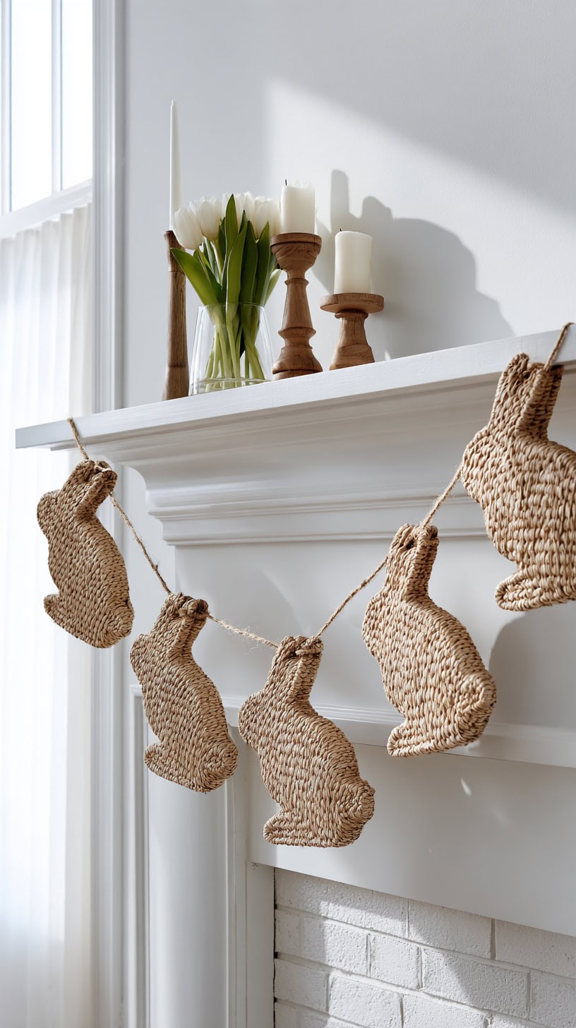 Rattan Bunny Banner Display - Image 1