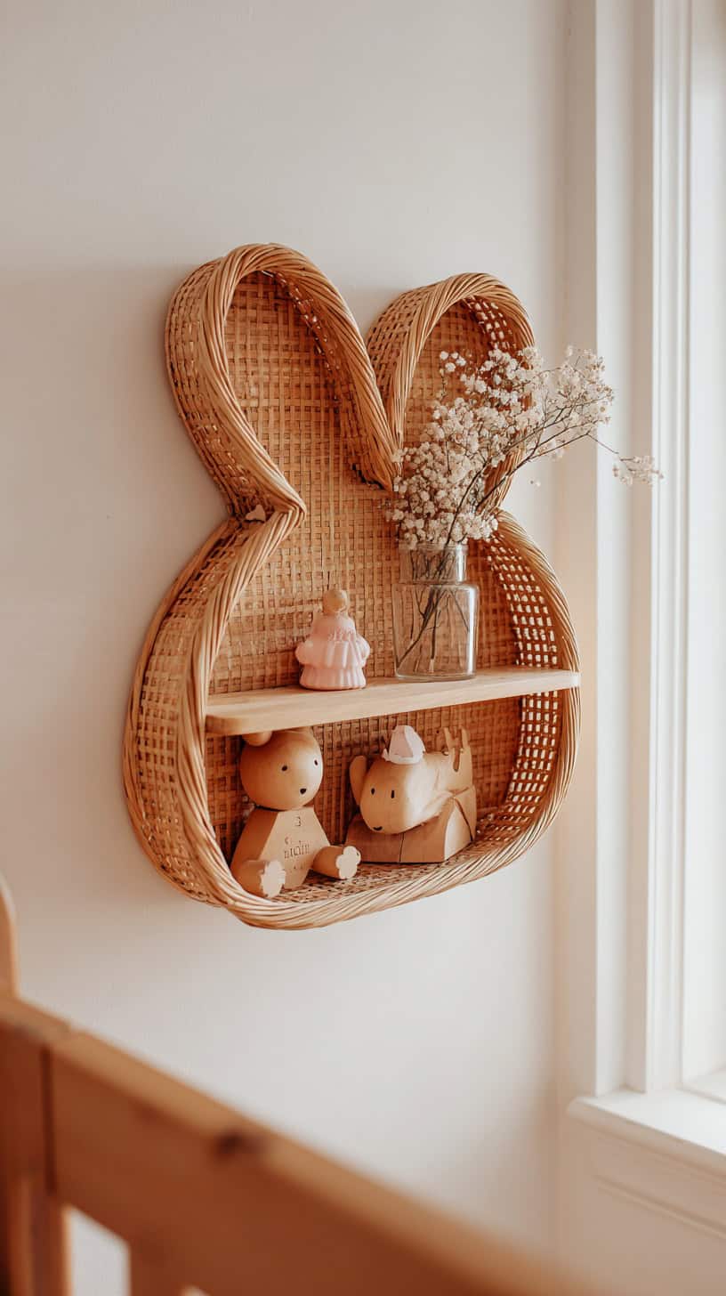 Rattan Bunny Wall Shelf - Image 2
