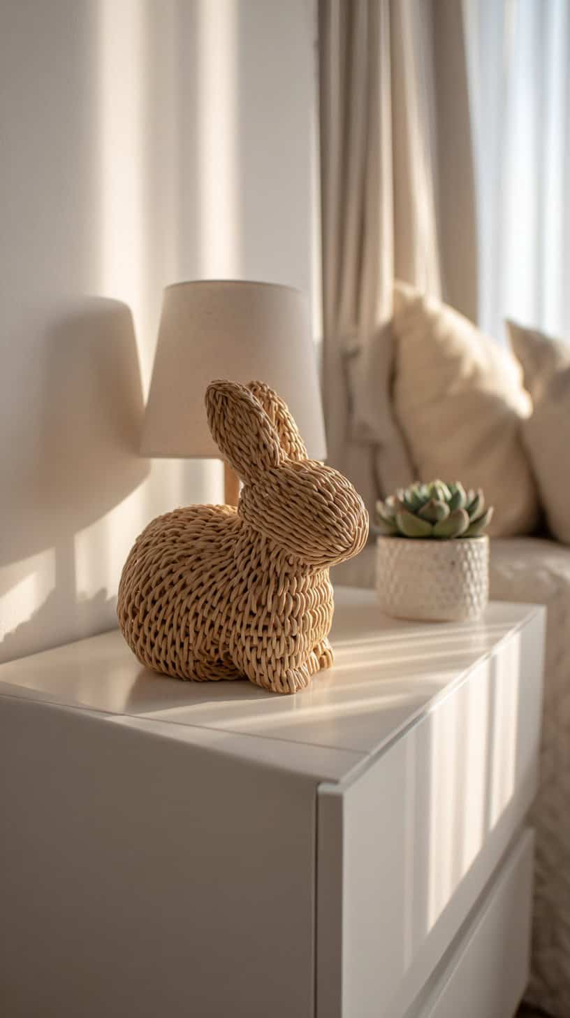 Rattan Rabbit Bedroom Accent - Image 2