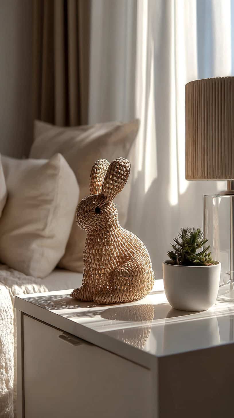Rattan Rabbit Bedroom Accent - Image 1