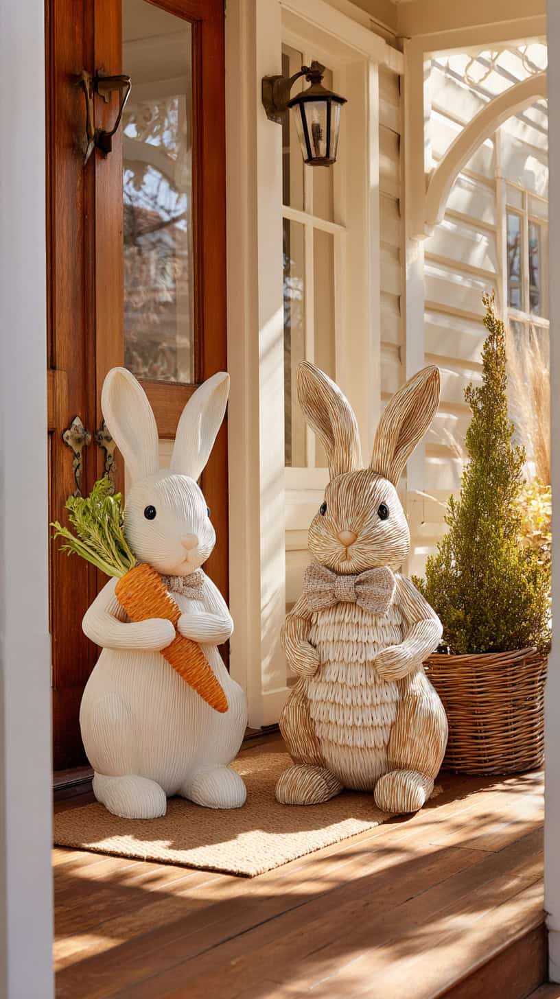 Whimsical Bunny Statues - Image 1