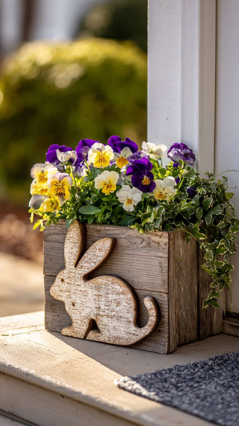 Wooden Rabbit Planter - Image 2