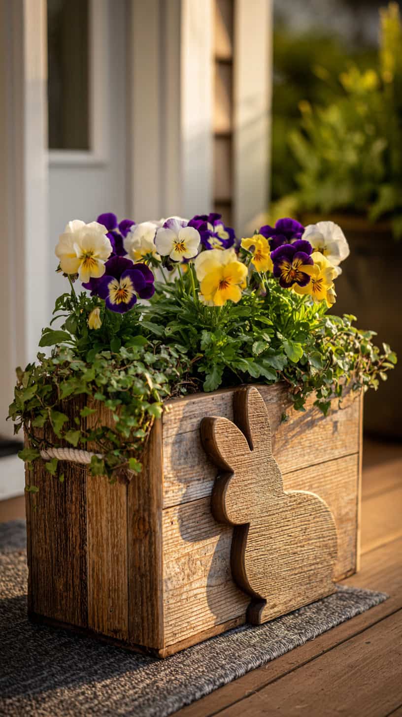 Wooden Rabbit Planter - Image 1