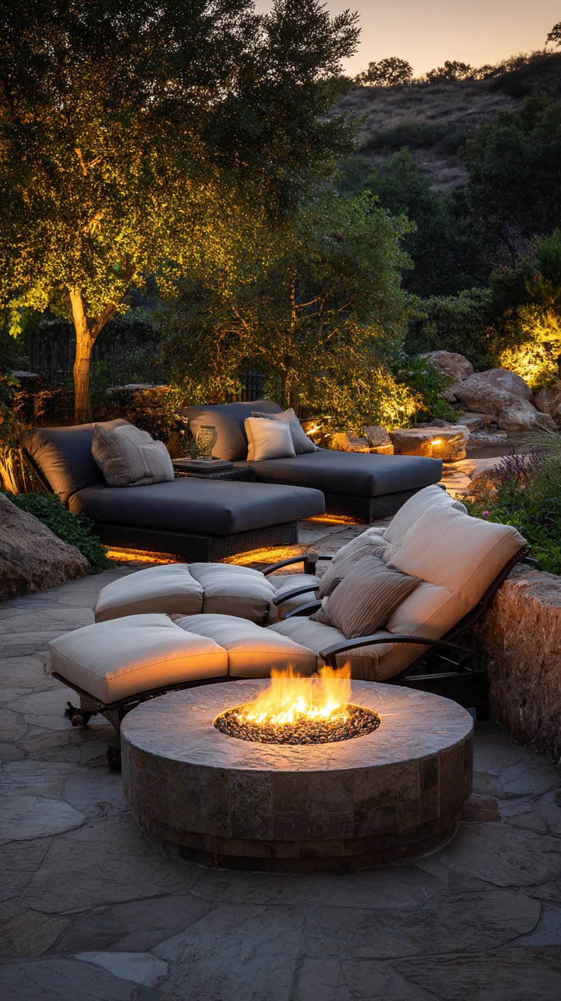 Backyard Gas Fire Loungers - Image 1