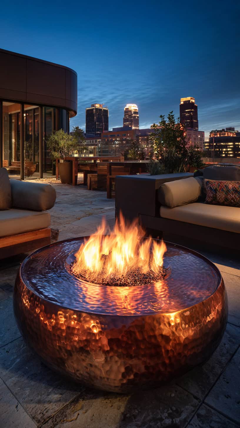 Copper Hammered Fire Pit - Image 1
