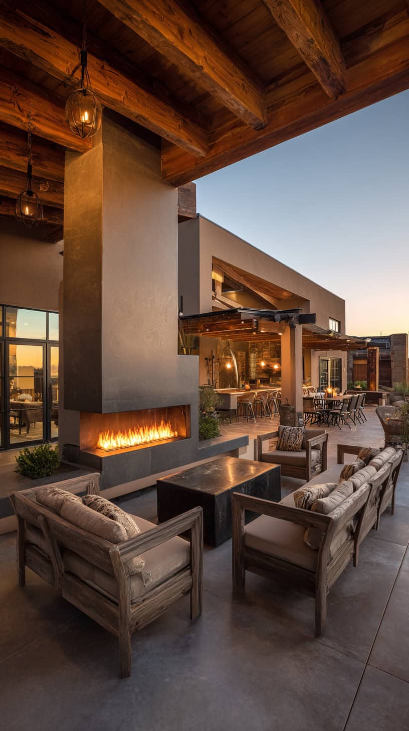 Covered Patio Ideas with Fireplace Glow - Image 2