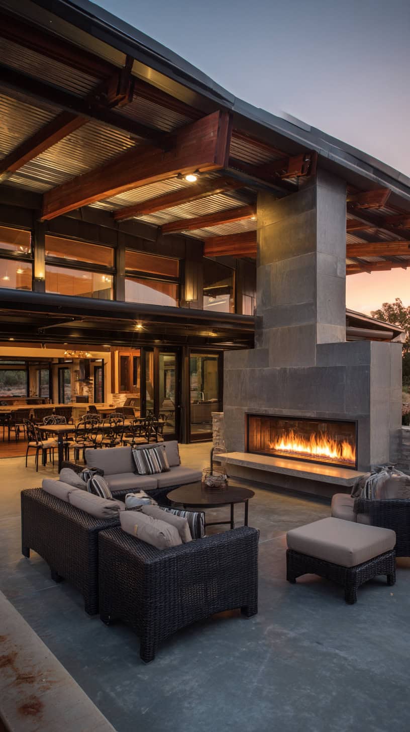 Covered Patio Ideas with Fireplace Glow - Image 1