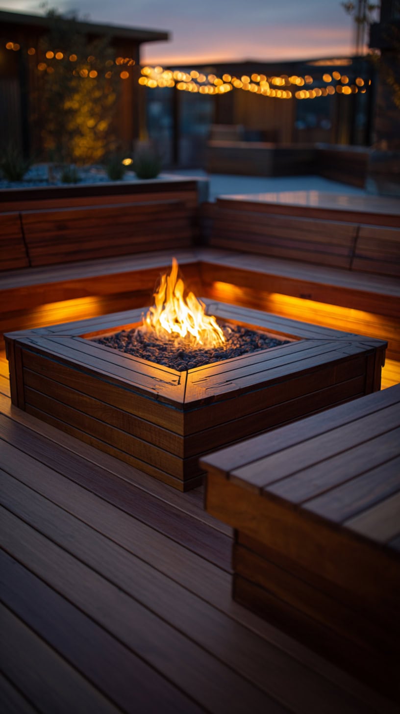 Elevated Deck Designs with Built-In Firepits Backyard Ideas - Image 1