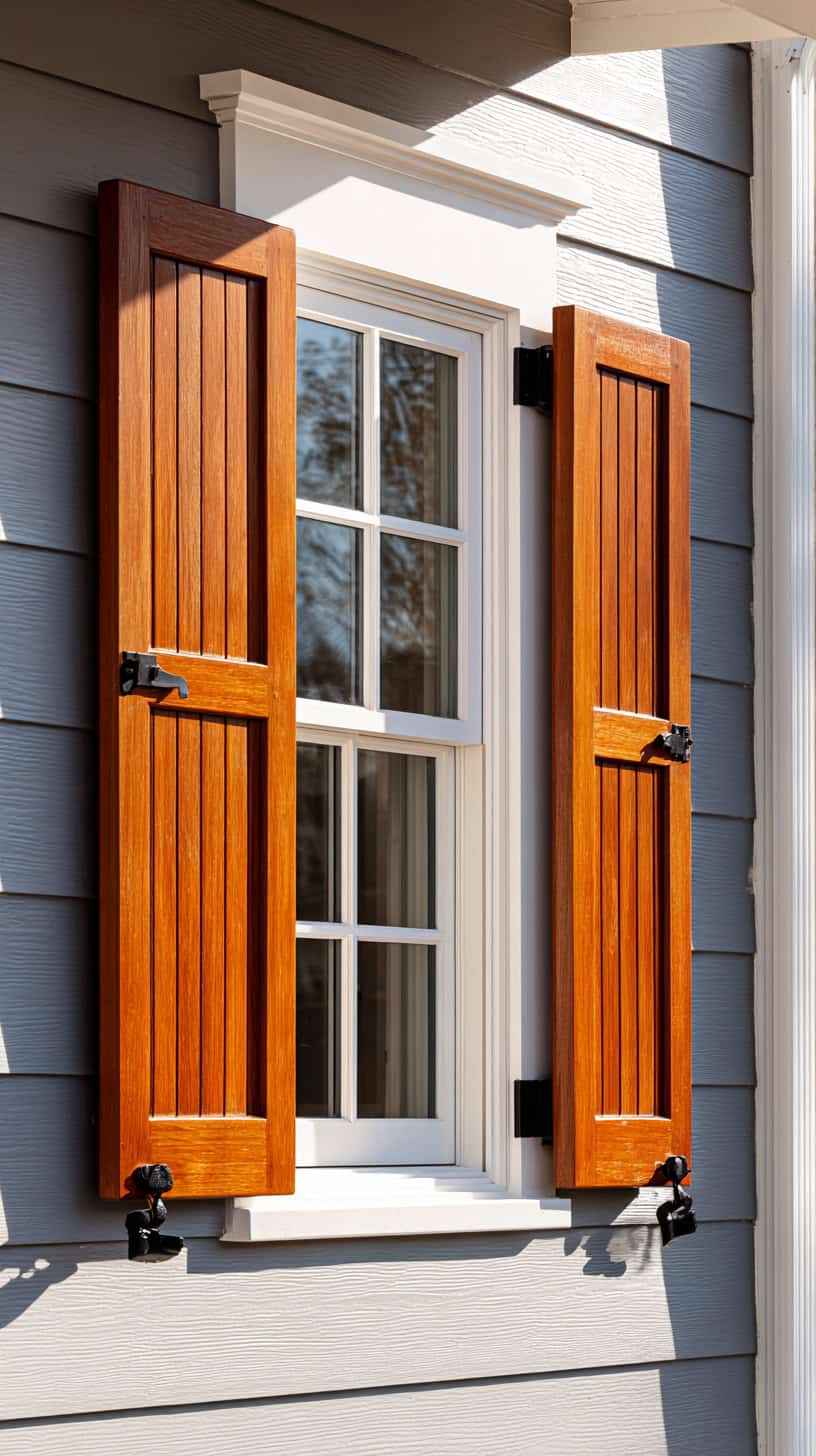 Matte Stained Wood Shutters - Image 1