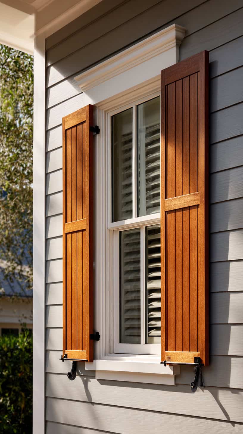 Matte Stained Wood Shutters - Image 2