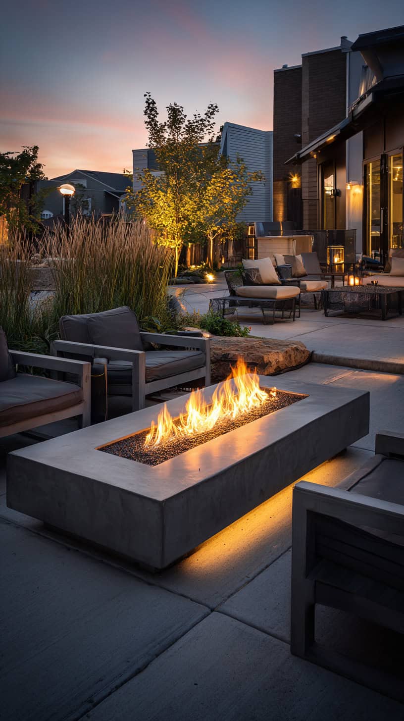 Modern Outdoor Patio with Cozy Fire Magic - Image 2