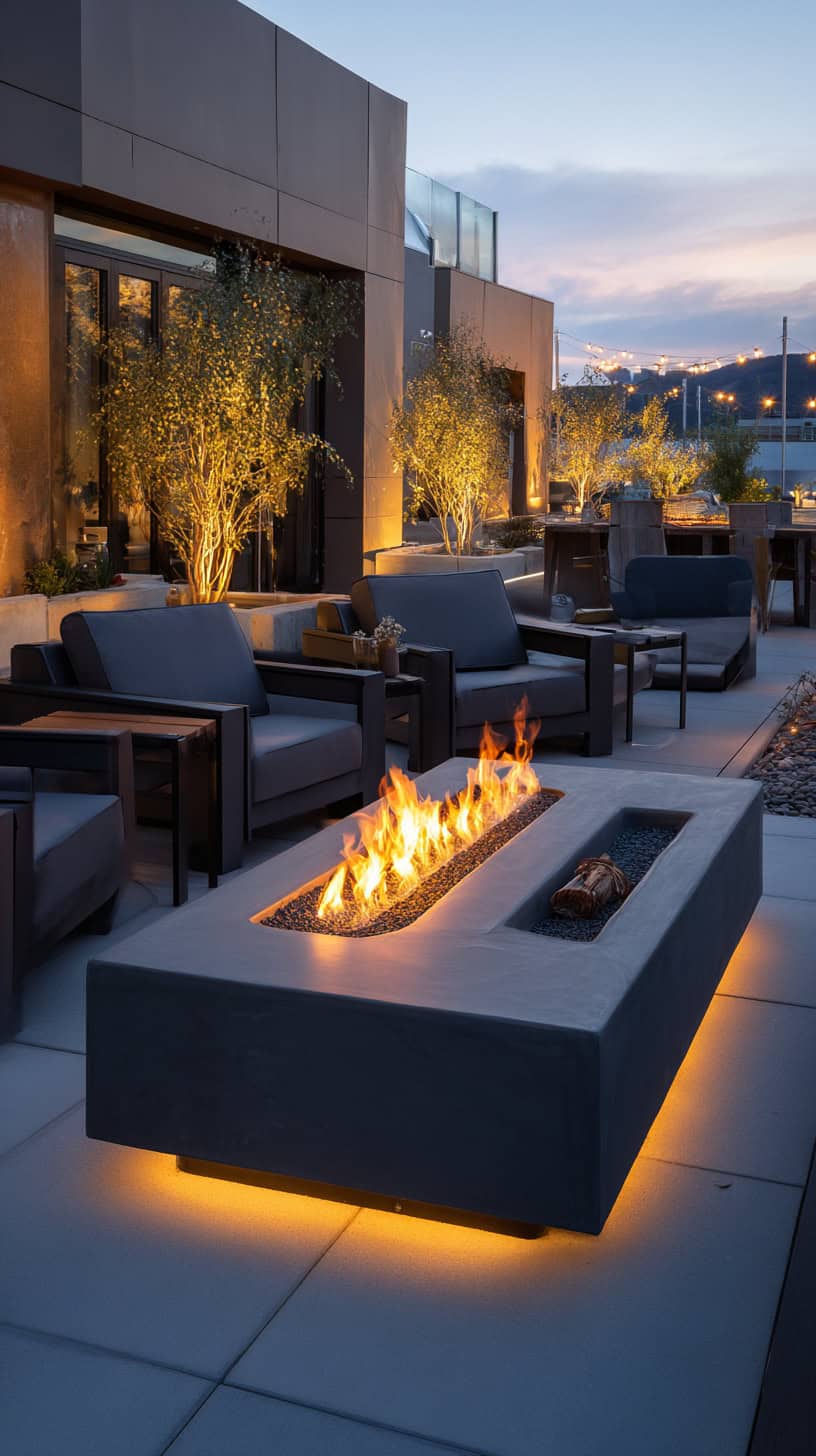 Modern Outdoor Patio with Cozy Fire Magic - Image 1