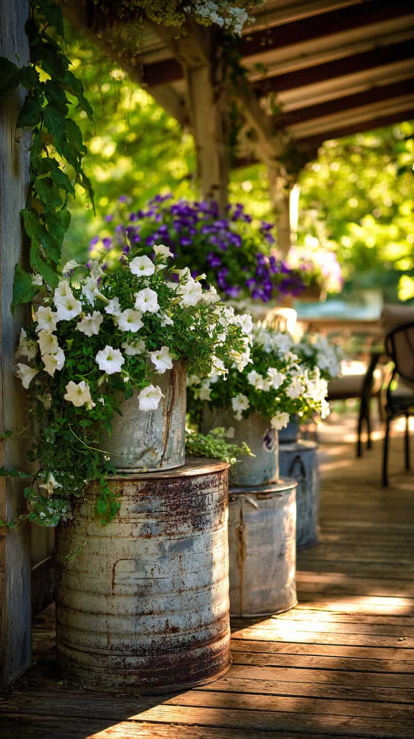Playful Vintage Milk Can Planters - Image 2