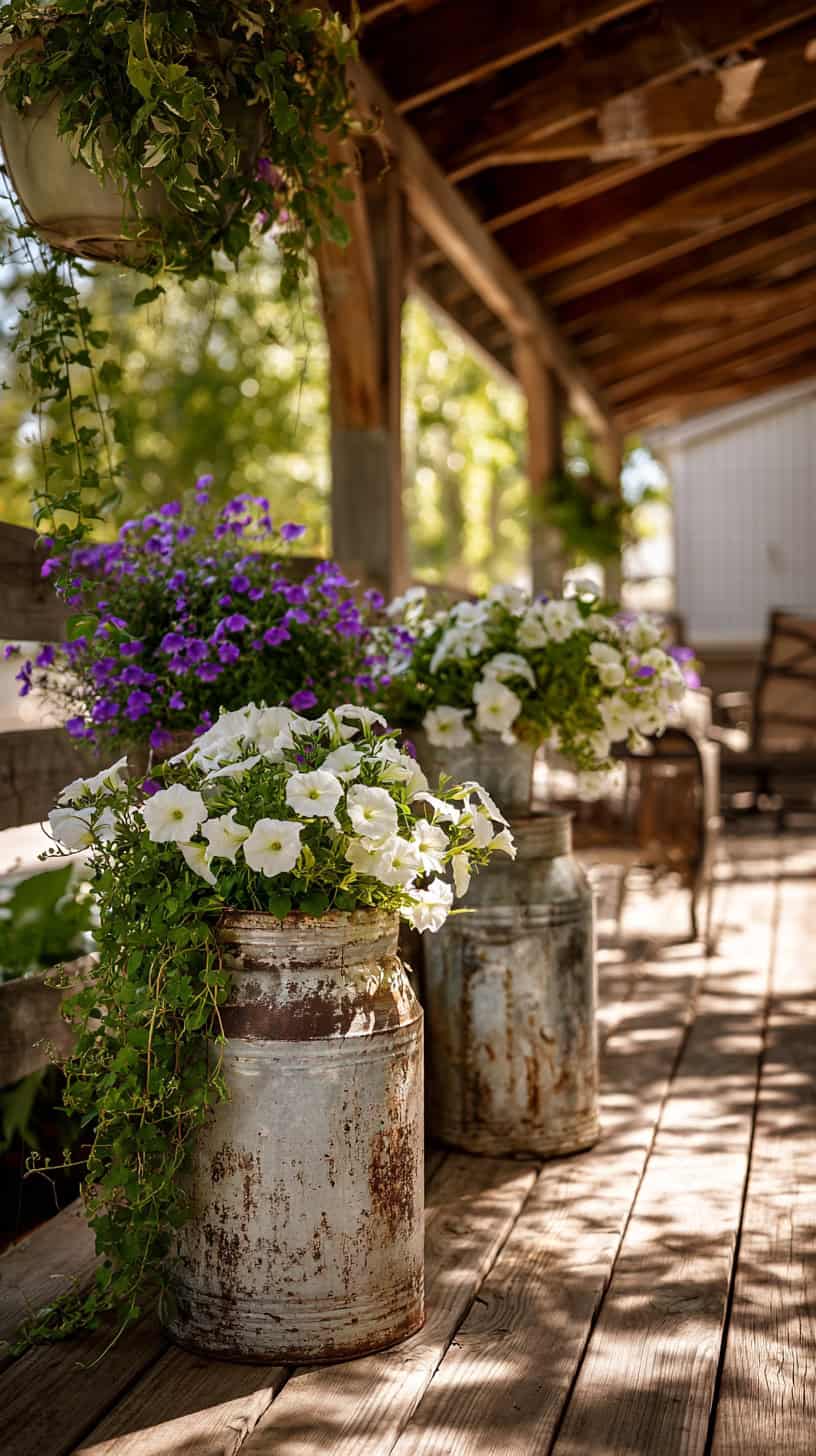 Playful Vintage Milk Can Planters - Image 1