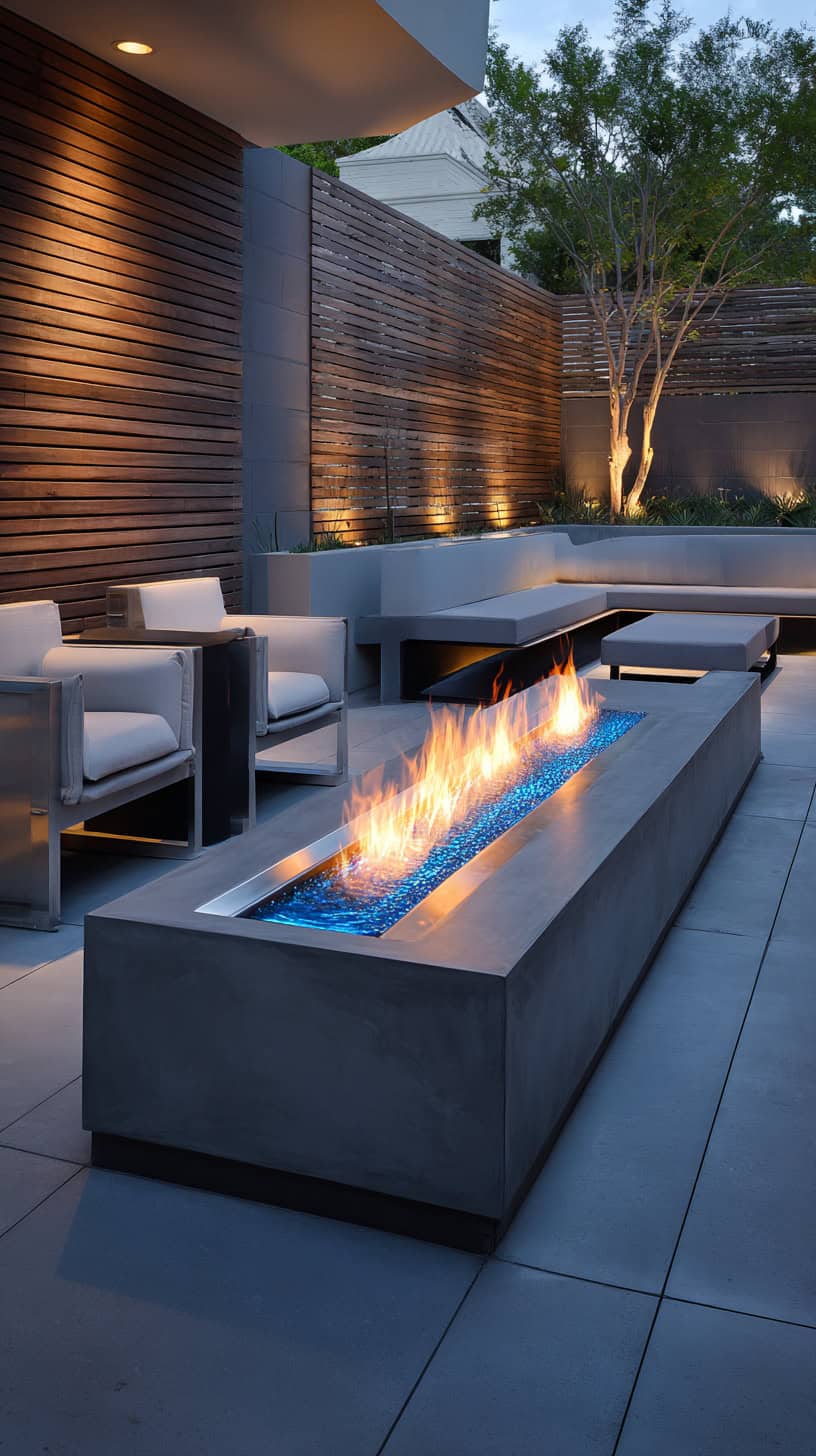Sleek Outdoor Fire Conversation - Image 1