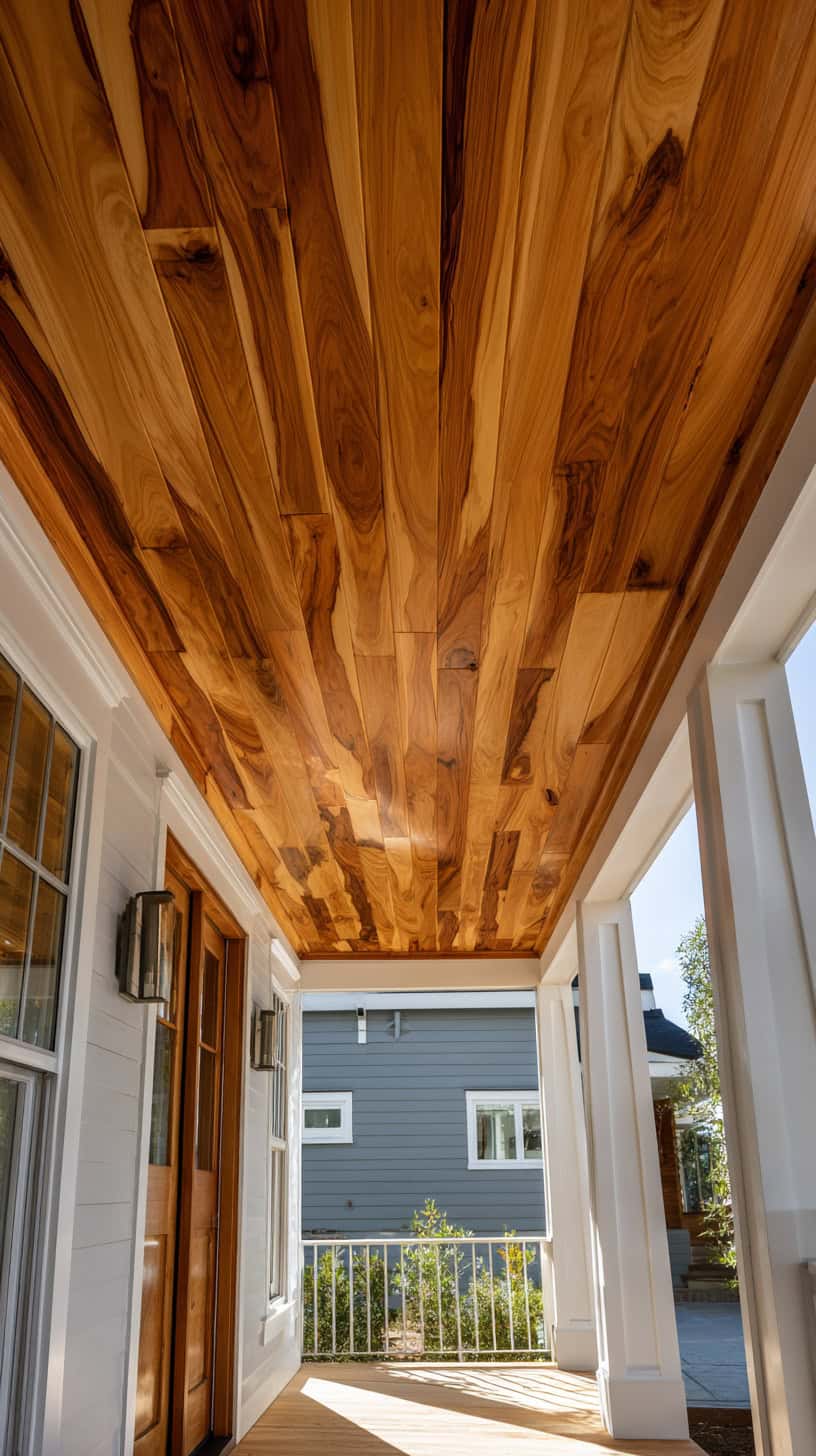 Stained Cedar Porch Ceiling - Image 1