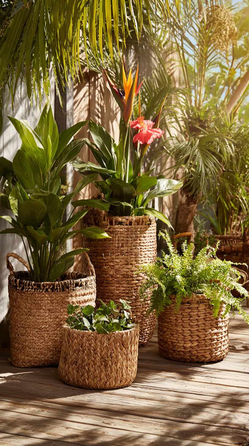 Woven Basket Planters - Image 1