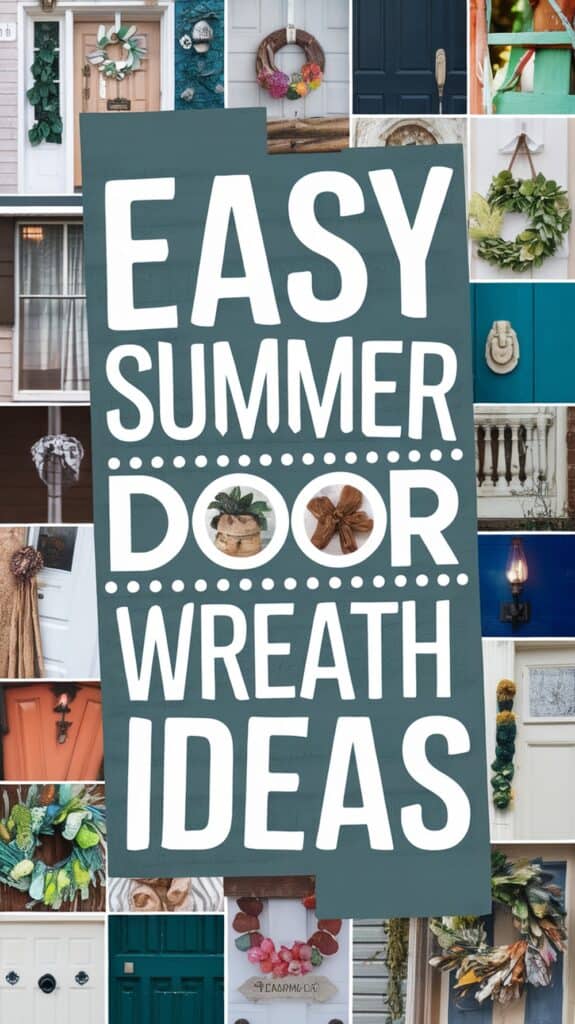 Collage of various door wreaths around bold text: "Easy Summer Door Wreath Ideas."