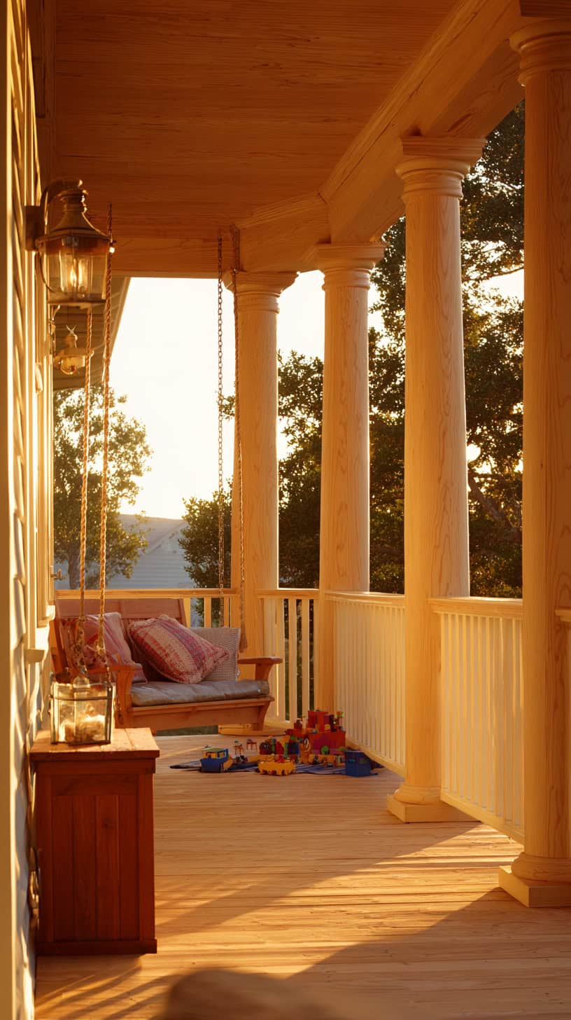 Family-Friendly Front Porch Ideas with Columns Wood - Image 2