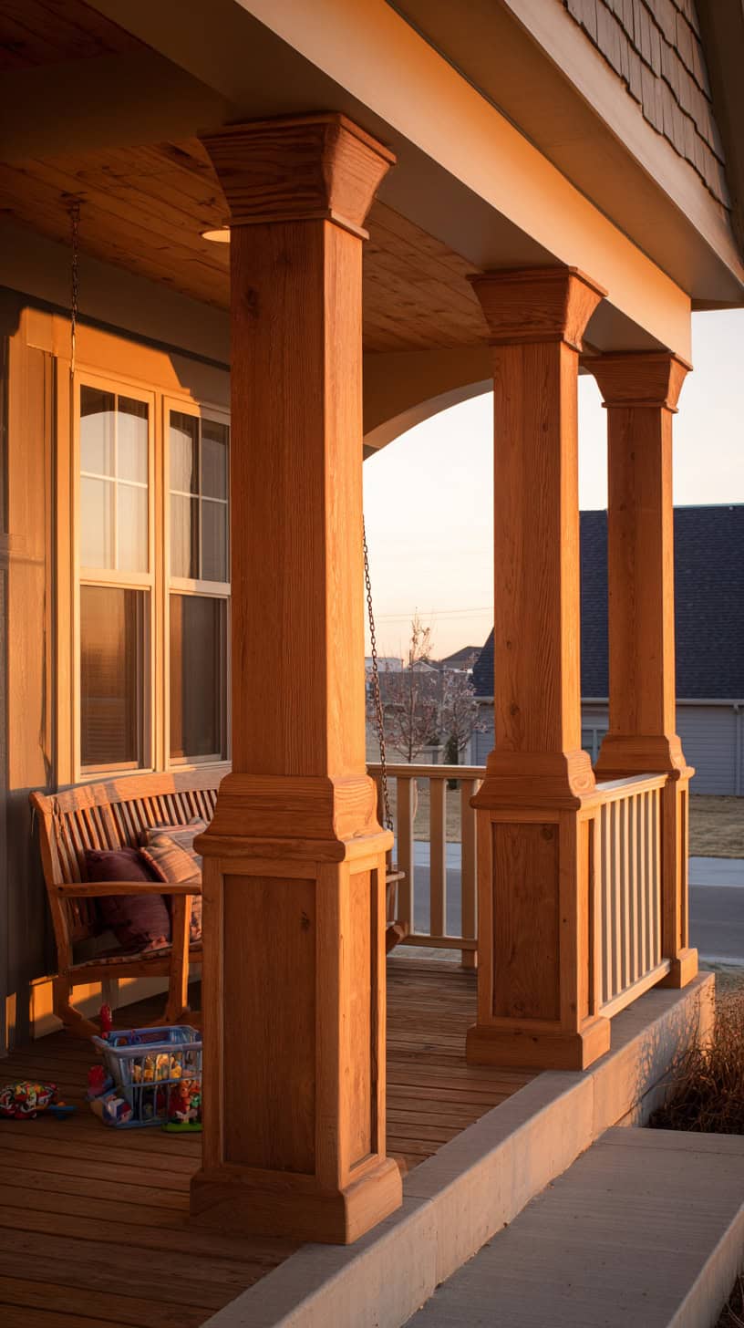 Family-Friendly Front Porch Ideas with Columns Wood - Image 1