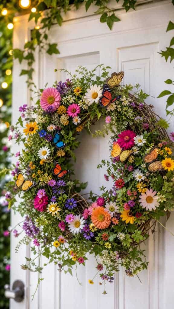 Colorful Butterfly Garden Wreath