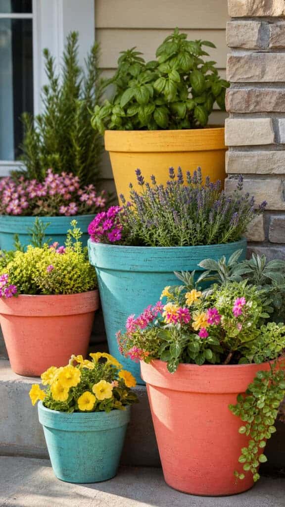 Painted Porch Pots In Bold Colors