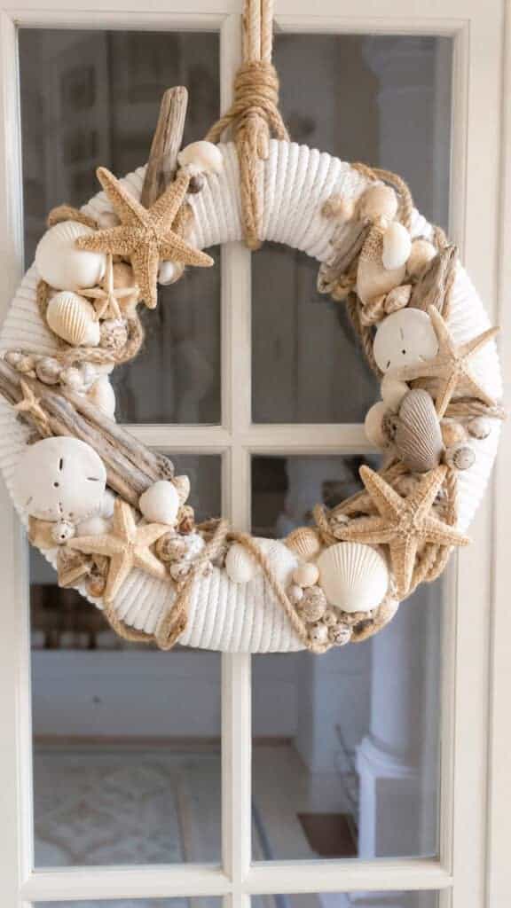 Coastal Seashell and Starfish Wreath