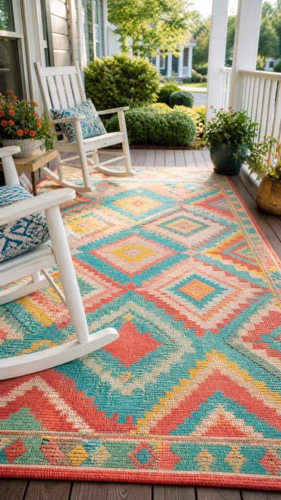 Hang a Vibrant Outdoor Rug