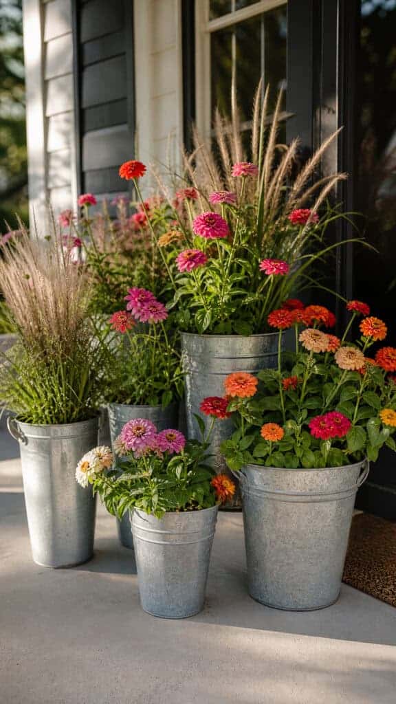 Galvanized Metal Buckets for Industrial Chic